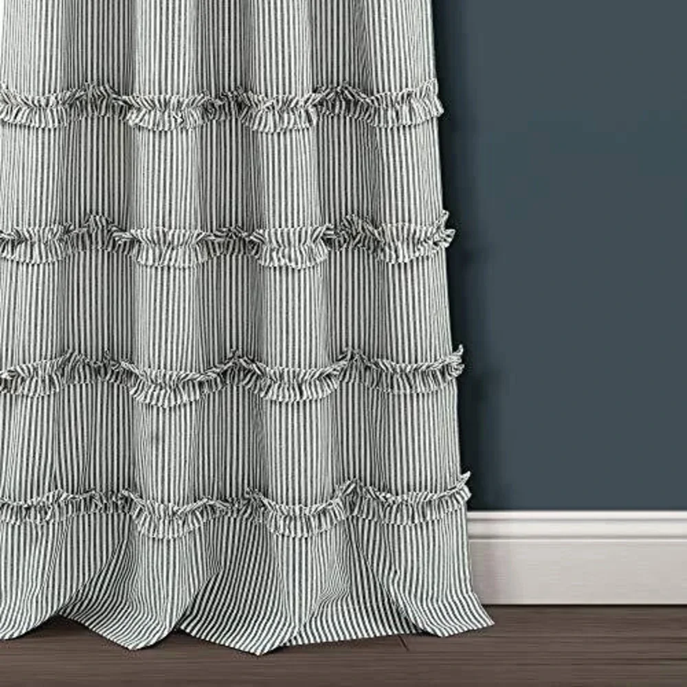 Lush Decor Vintage Stripe Yarn Dyed Cotton Window Curtain Panel Pair 80